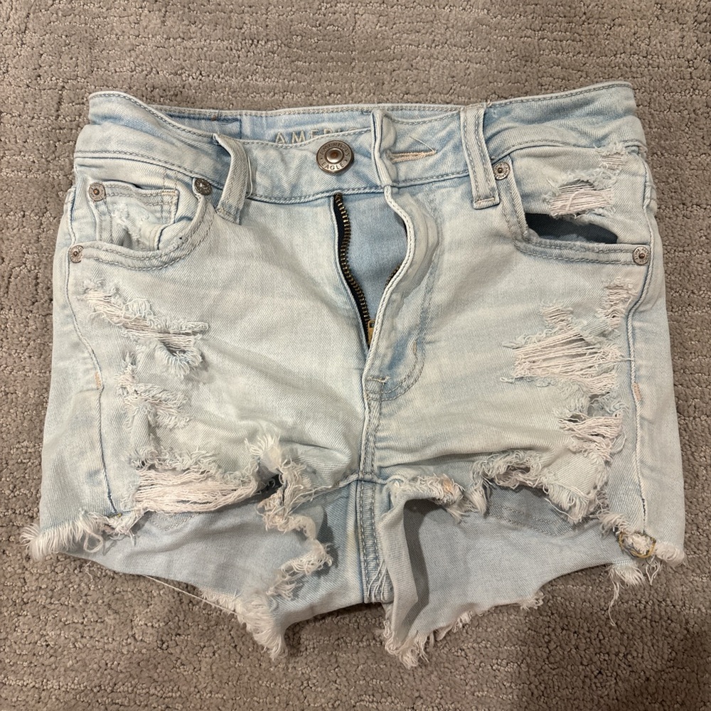 American Eagle Outfitters Light Wash Ripped Jean Shorts